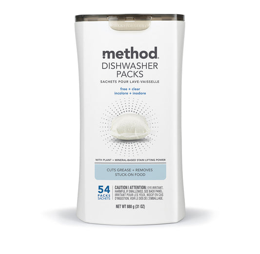 dishwasher packs - free + clear, 54 ct